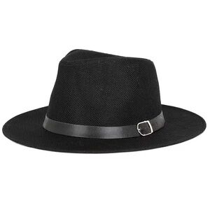 Black Fedora Hat with Buckle
